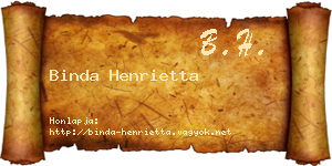 Binda Henrietta névjegykártya